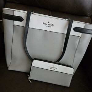 Kate Spade Nimbus Gray Large Tote with Matching Wallet